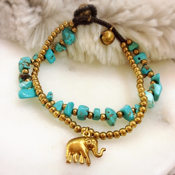 Jewelry - 🐘 Elephant Turquoise & Brass Bracelet 🐘